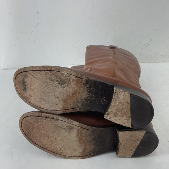 Frye Melissa Button Brown Leather Tall Riding Boots Women's Size 8 Preowned - Picture 4 of 6